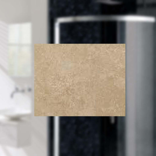 Beige textured bathroom wall tile sample with matte finish, modern bathroom background