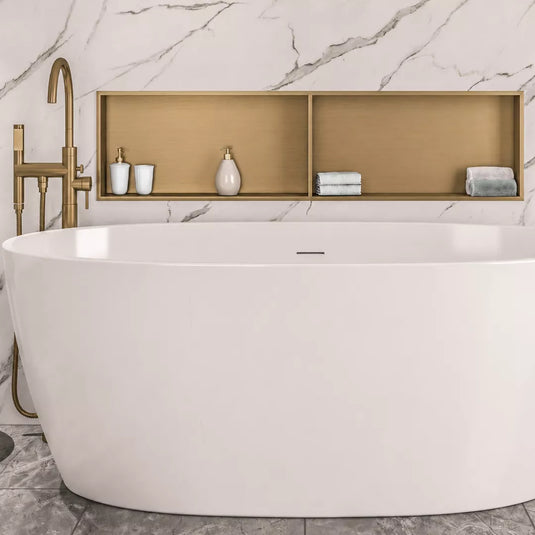 Eastbrook 1200 x 300mm Shower Niche with Shelf Brushed Brass | 52.725 - Envy Bathrooms Ltd