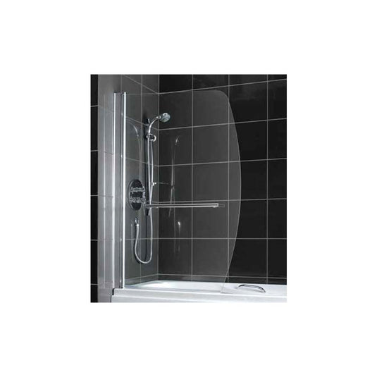 Eastbrook 1410 x 895mm Sail Shape Straight Bath Screen with Towel Rail Chrome Profiles | 69.701