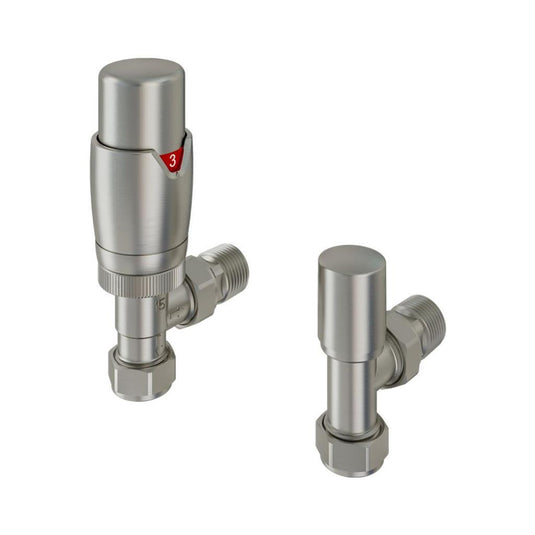 Eastbrook 15mm Angled TRV and Lockshield Valve Brushed Nickel | 54.0066