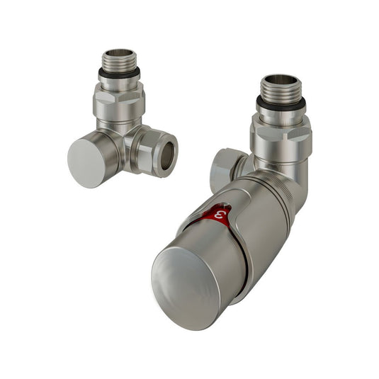 Chrome thermostatic radiator valves set with numbered temperature control