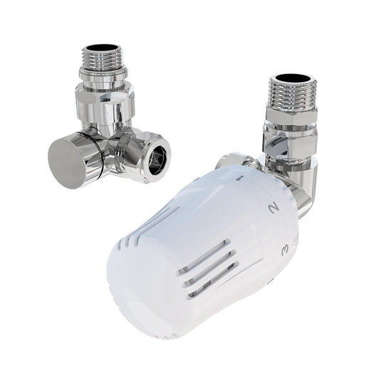 Eastbrook 15mm Corner TRV & Lockshield Valve Chrome/Gloss White | 41.3040