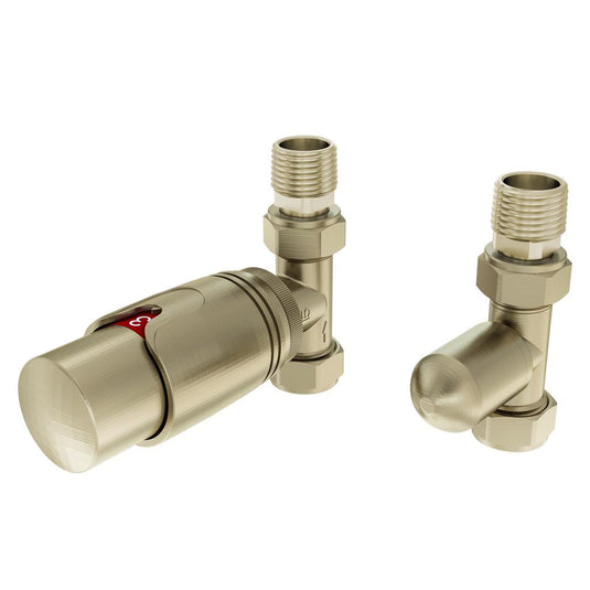 Eastbrook 15mm Straight TRV & Lockshield Valve Brushed Brass | 41.3035