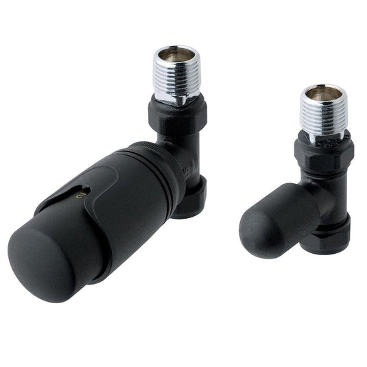 Eastbrook 15mm Straight TRV & Lockshield Valve Matt Black | 41.3022