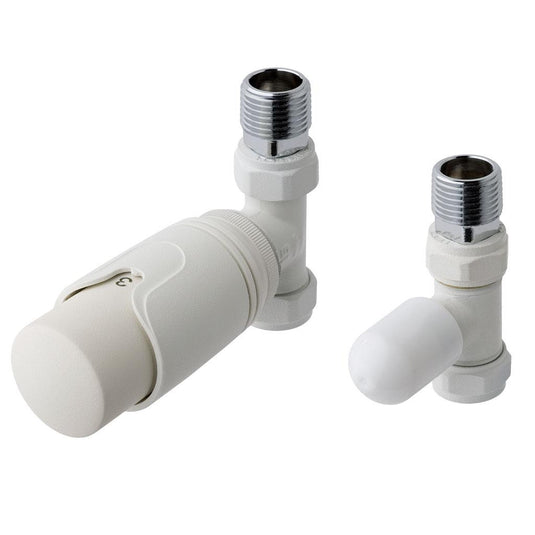 Eastbrook 15mm Straight TRV & Lockshield Valve Matt White | 41.3020