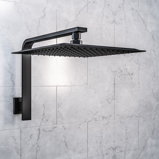 Eastbrook 360mm Wall Mounted Square L Shaped Shower Arm Matt Black | 78.0047
