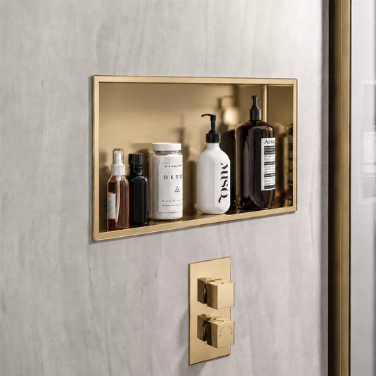 Eastbrook 600x300mm Shower Niche Brushed Brass | 52.722 - Envy Bathrooms Ltd