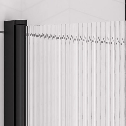 Eastbrook 6mm Fluted Straight Bath Screen 1400 x 800mm LH Matt Black | 49.5102