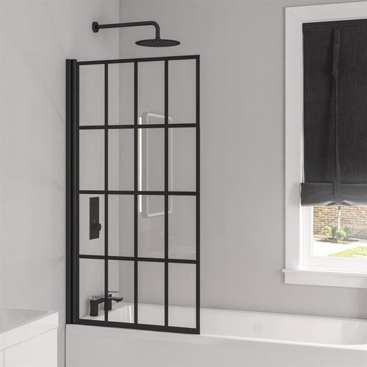 Eastbrook 6mm Framed Hinged Bath Screen 1400x800mm Matt Black | 49.1101