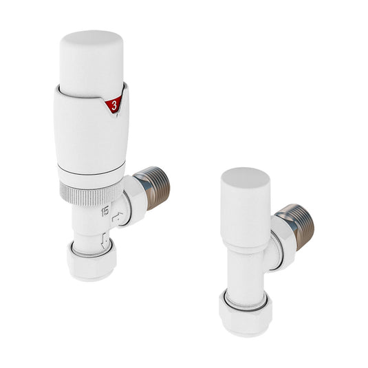 Eastbrook Angled Designer TRV with Lockshield 15mm Matt White | 54.0016