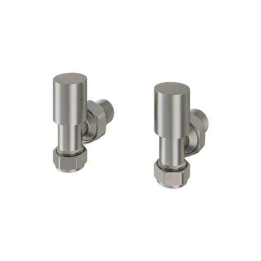 Eastbrook Angled Radiator Valves Pair Brushed Nickel | 54.0069