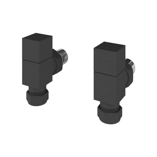 Eastbrook Angled Square Radiator Valves Pair Matt Anthracite | 54.0059