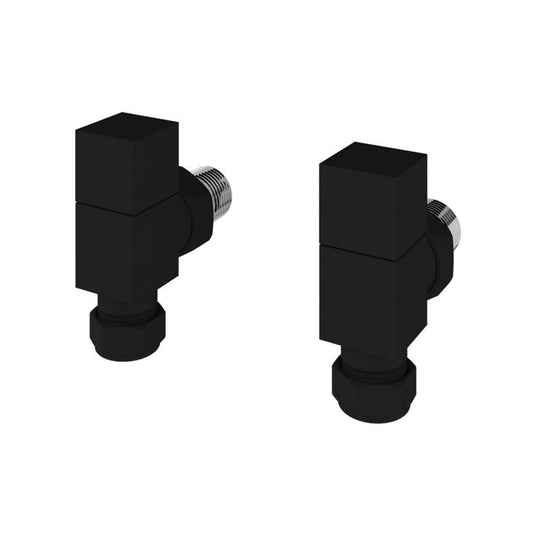 Eastbrook Angled Square Radiator Valves Pair Matt Black | 54.0060