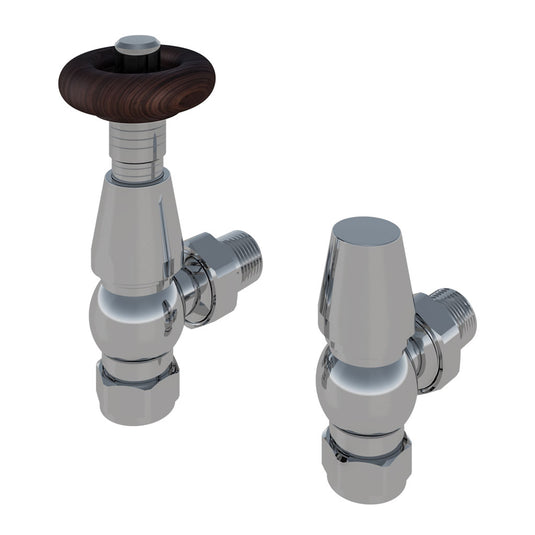 Eastbrook Angled Traditional TRV with Lockshield 15mm Chrome | 54.0008
