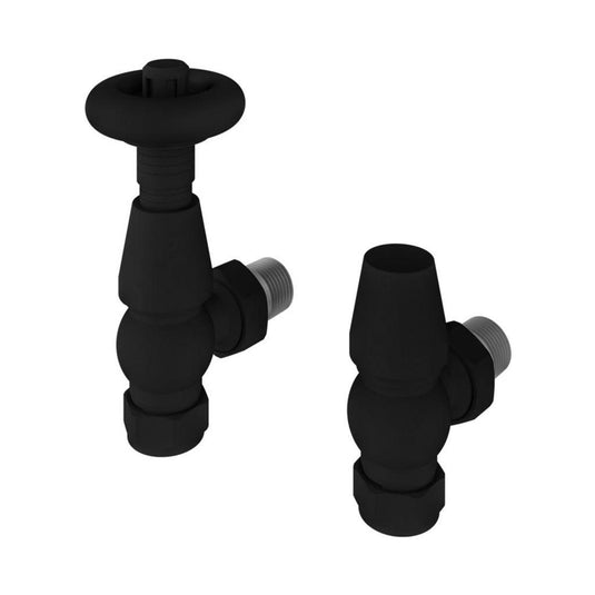 Eastbrook Angled Traditional TRV with Lockshield 15mm Matt Black | 54.0034