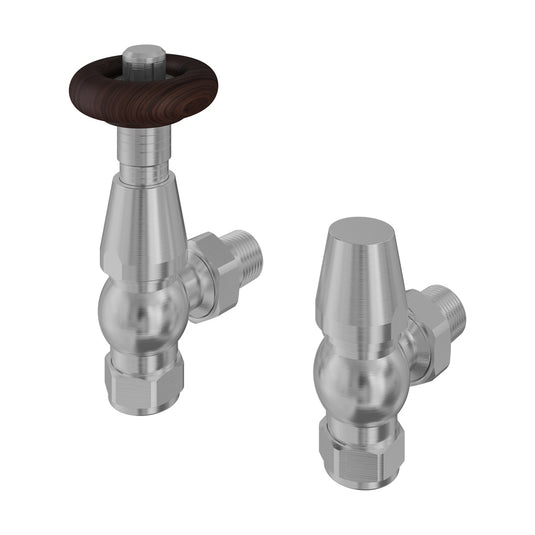 Eastbrook Angled Traditional TRV with Lockshield 15mm Satin Nickel | 54.0009
