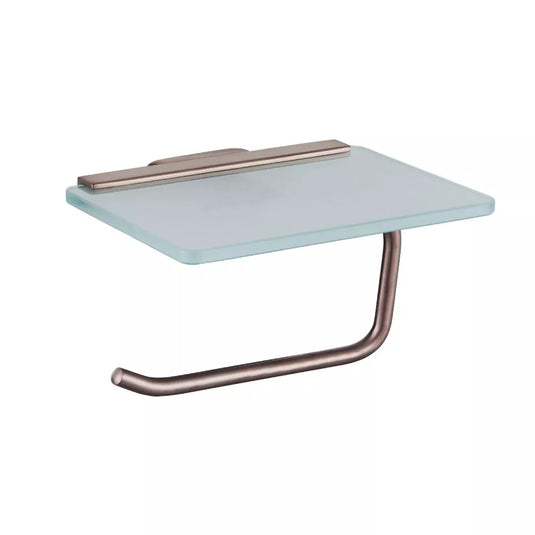 Eastbrook Asti Toilet Roll Holder with Glass Shelf Brushed Bronze | 52.484 - Envy Bathrooms Ltd