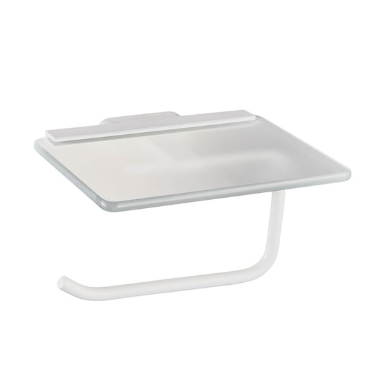 Eastbrook Asti Toilet Roll Holder with Glass Shelf Matt White | 52.464