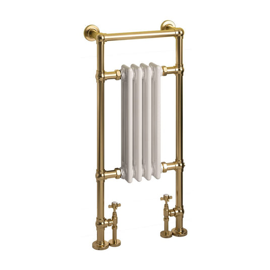 Eastbrook Avon Traditional 960 x 429mm Towel Radiator Brushed Brass / Gloss White | 41.0804