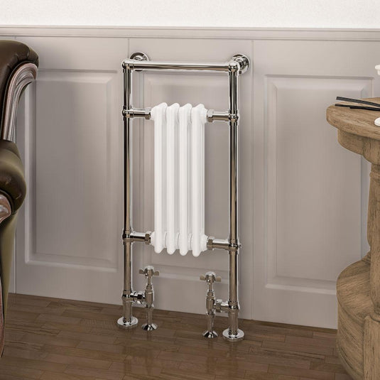 Eastbrook Avon Traditional 960 x 429mm Towel Radiator Chrome/Gloss White | 41.1027