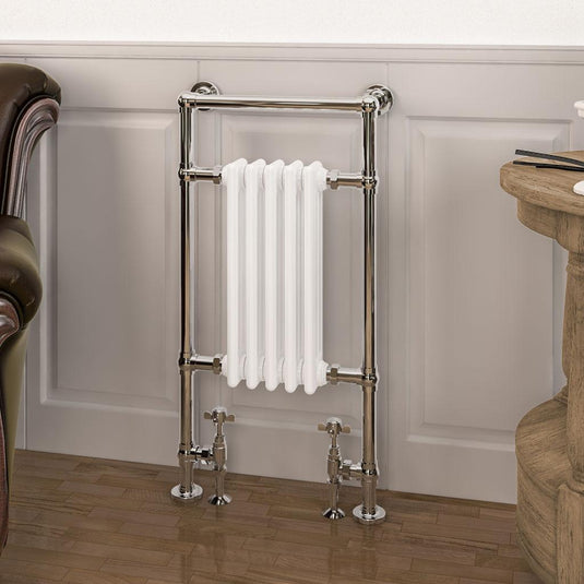Eastbrook Avon Traditional 960 x 500mm Towel Radiator Chrome/Gloss White | 41.1006