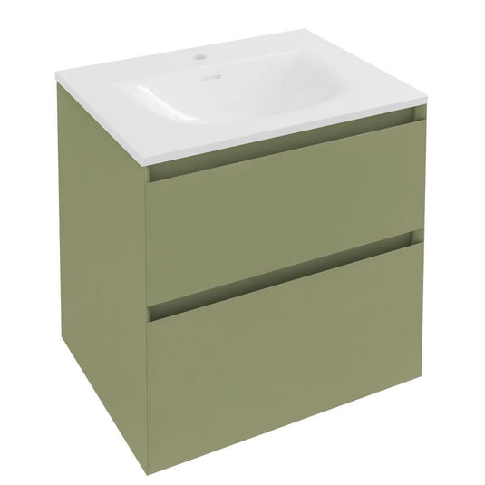 Eastbrook Badbury 600mm Wall Hung 2 Drawer Vanity Unit - Savannah Green | 72.0025