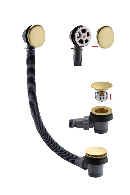 Eastbrook Bath Push Button Waste & Overflow Brushed Brass | 98.1013