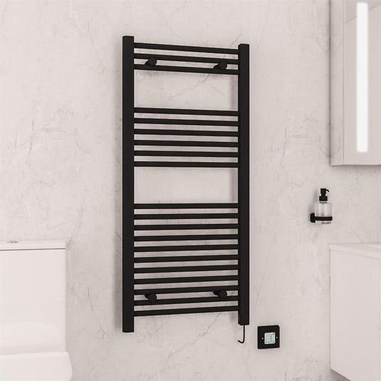 Eastbrook Biava 1100 x 500mm Dry Element Towel Rail On/Off Bt. Matt Black | 47.0055