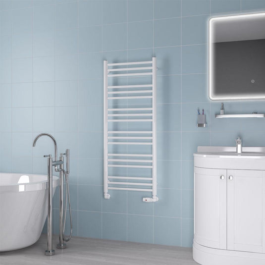 Eastbrook Biava 1200 x 500mm Round Towel Rail Gloss White | 41.0158