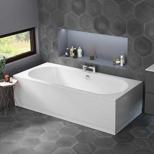 Eastbrook Biscay Double Ended Straight Edge 1800 x 800mm Beauforte Bath White | 42.1141