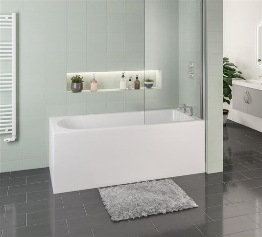 Eastbrook Biscay Shower Bath RH 1700 x 700mm Beauforte Bath White | 42.1216