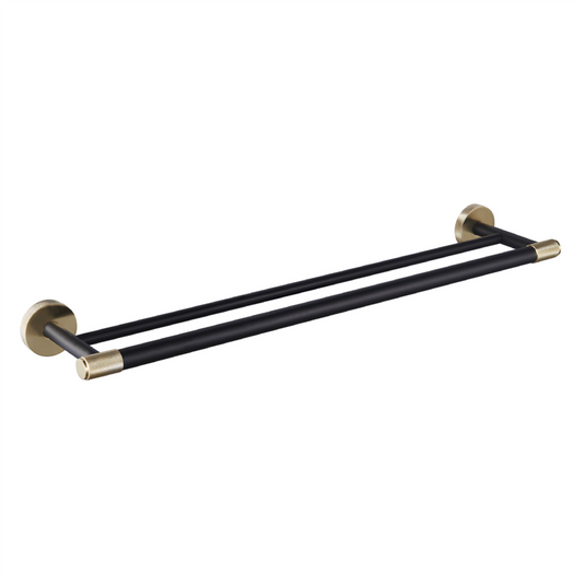 Eastbrook Catania 600mm Double Towel Bar Matt Black/Brushed Brass | 52.514