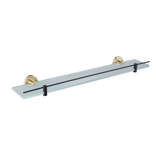 Eastbrook Catania 600mm Glass Shelf Matt Black/Brushed Brass | 52.511