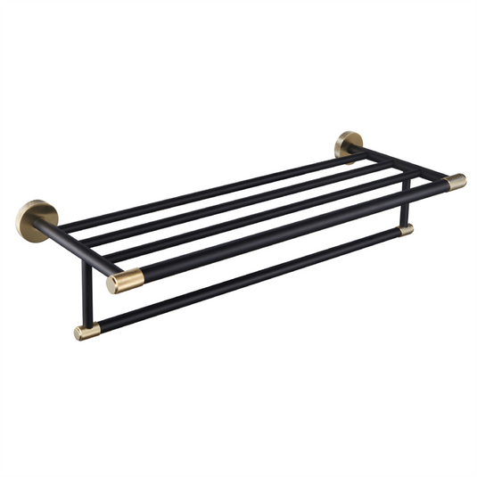 Eastbrook Catania 600mm Towel Rack with Bar Matt Black/Brushed Brass | 52.515