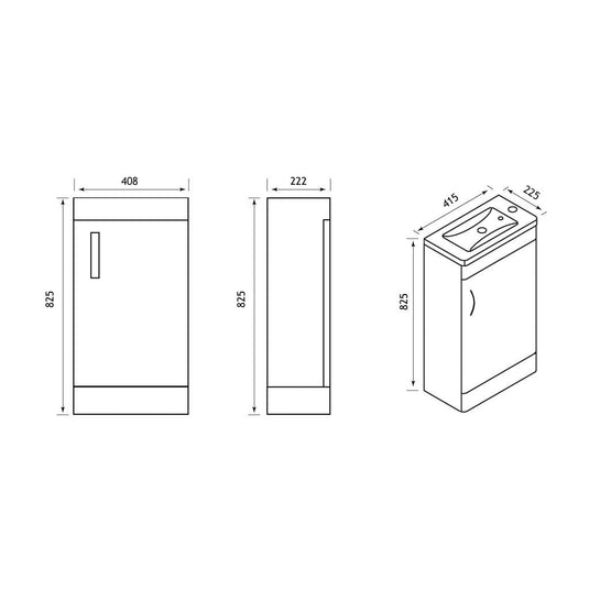 Eastbrook Cavone 400mm Single Door Base Vanity Unit Matt Grey | 36.0074