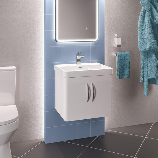 Eastbrook Cavone 500mm Wall Hung Door Vanity Unit High Gloss White | 36.0027