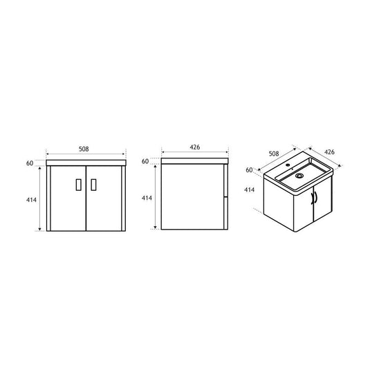 Eastbrook Cavone 500mm Wall Hung Door Vanity Unit Matt Grey | 36.0028