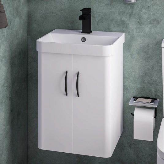 Eastbrook Cavone II 350 x 400mm Wall Hung Door Vanity Unit White | 37.1021