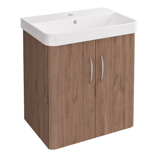 Eastbrook Cavone II 500mm Wall Hung Door Vanity Unit Medium Oak | 37.2051