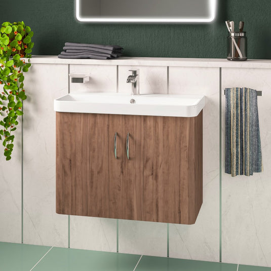 Eastbrook Cavone II 700mm Wall Hung Door Vanity Unit Medium Oak | 37.2053