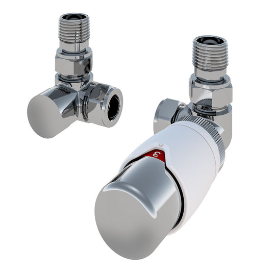 Eastbrook Corner Designer TRV with Lockshield 15mm Chrome/Gloss White | 54.0007