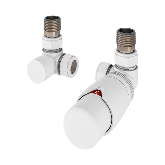 Eastbrook Corner Designer TRV with Lockshield 15mm Matt White | 54.0022