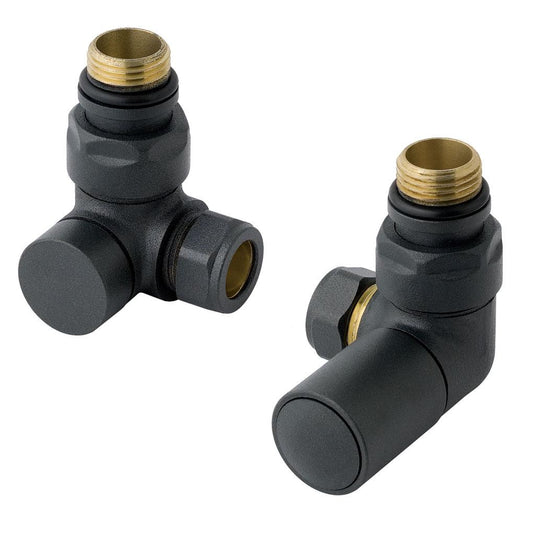 Eastbrook Corner Radiator Valves Matt Anthracite (Pair) | 41.3018