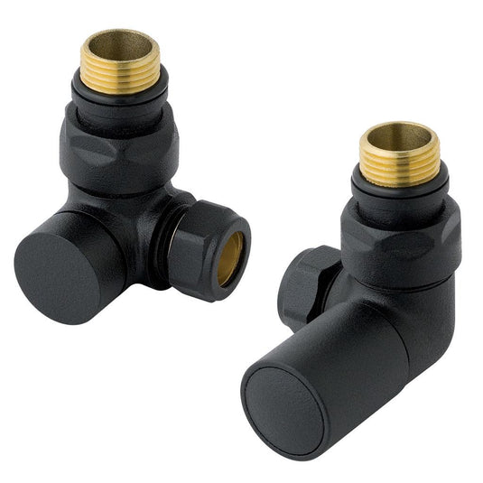 Eastbrook Corner Radiator Valves Matt Black (Pair) | 41.3019