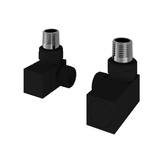 Eastbrook Corner Square Radiator Valves Pair Matt Black | 54.0064
