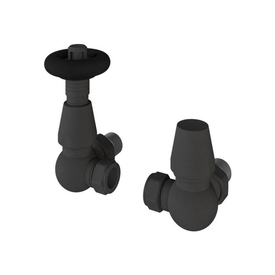 Eastbrook Corner Traditional TRV with Lockshield 15mm Matt Anthracite | 54.0036
