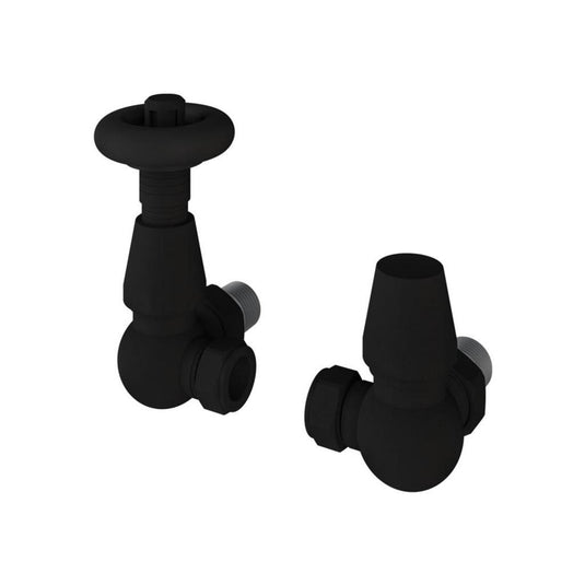 Eastbrook Corner Traditional TRV with Lockshield 15mm Matt Black | 54.0037
