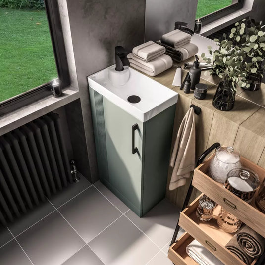 Eastbrook Cranham 40cm Floorstanding Cloakroom Washbasin Unit Sage Green | 77.0028 - Envy Bathrooms Ltd
