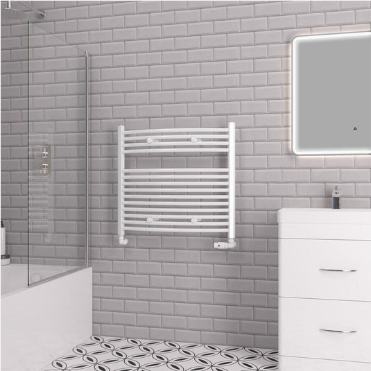 Eastbrook Curved Biava 688 x 750mm Towel Multirail Gloss White | 41.0301