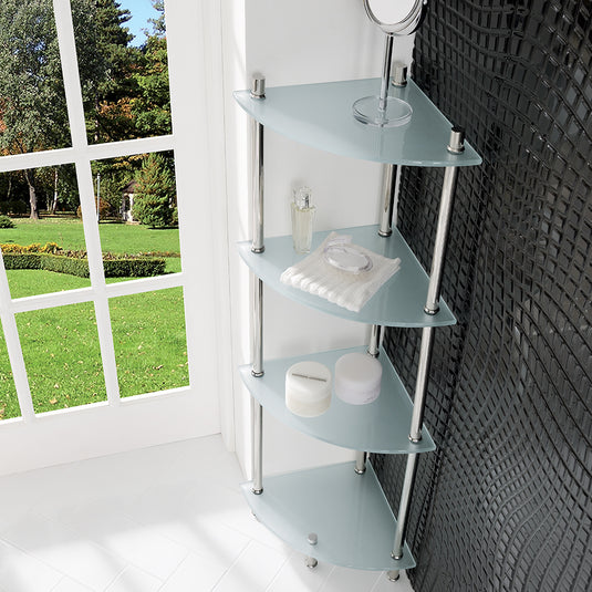Eastbrook Davos Corner 320 x 320 x 1180 Glass Shelves Chrome/Glass | 56.1052